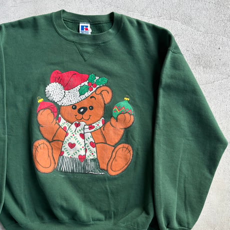 90s USA製　Russell クリスマスベアースウェット
