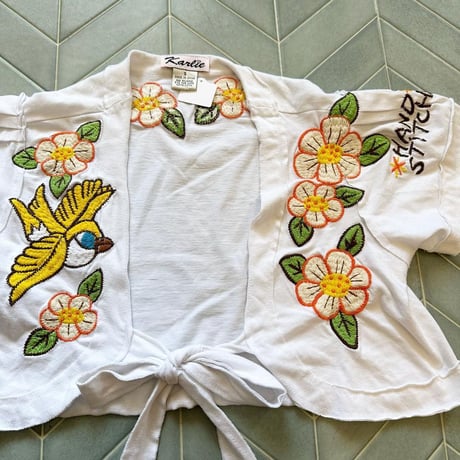 ショート刺繍コットンカーディガン