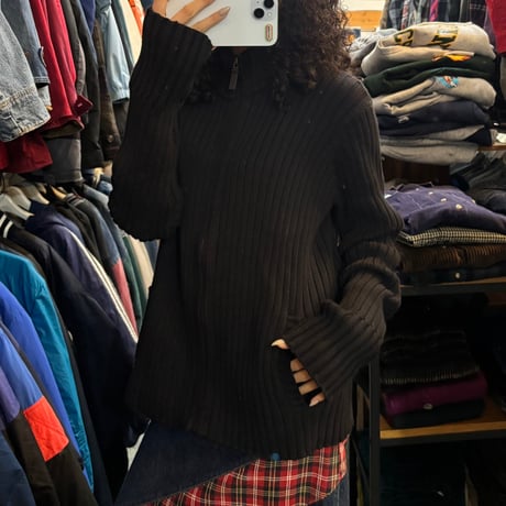 LAUREN フルジップリブニット