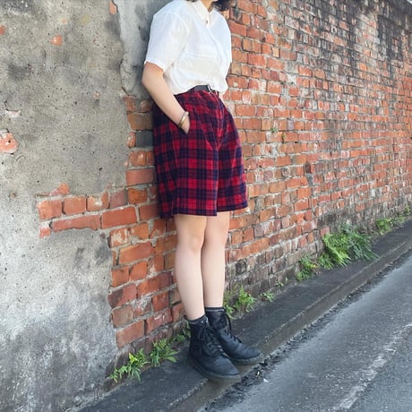 コーデュロイチェックハーフパンツ