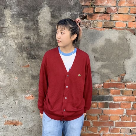 〜80's LACOSTEアクリルニットカーディガン
