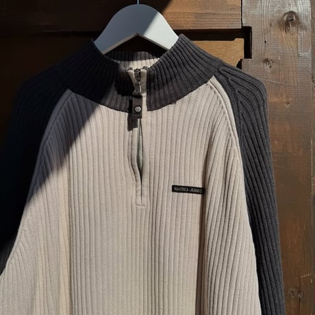 NAUTICA JEANS ラグランハーフジップニット