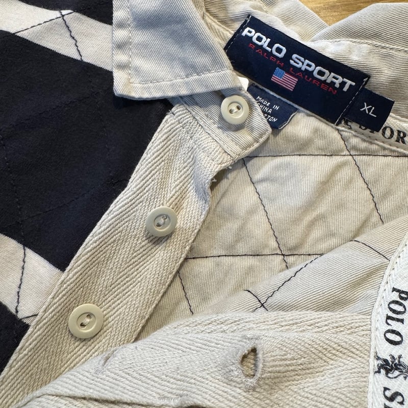 POLO SPORT ラガーシャツ XL ブラック/ホワイト POLO RALPH LAUREN（ポロ・ラルフローレン） ビッグ フィット Polo