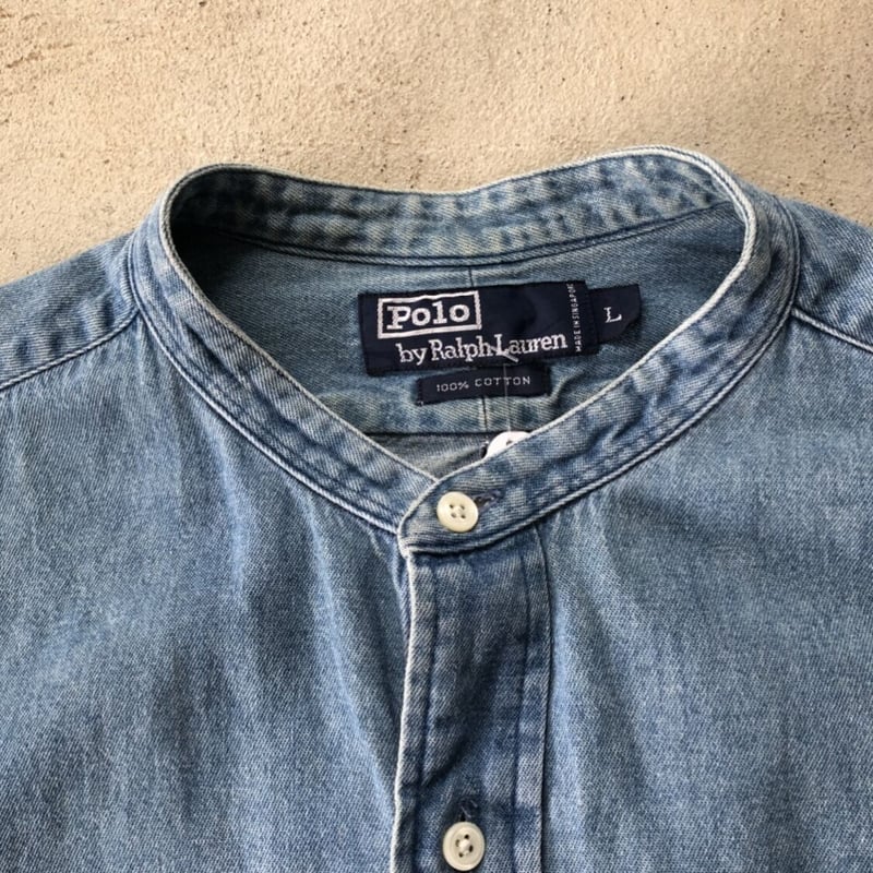 RALPH LAUREN デニムバンドカラーシャツ L | CUSTOM FEVER