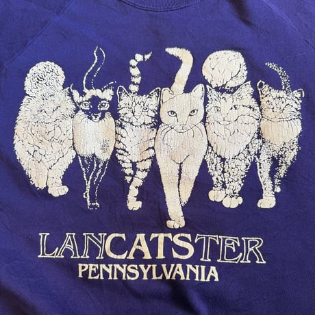 90s USA製 猫ちゃん 両面プリントスウェット