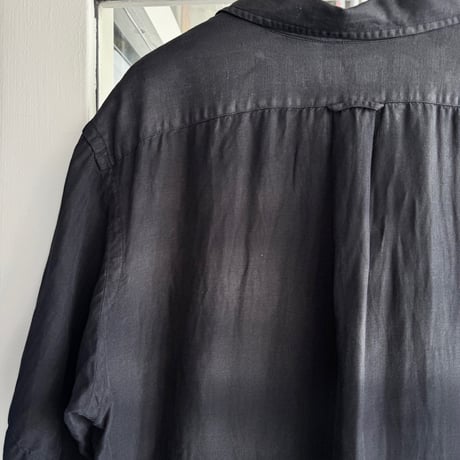 Ralph Lauren リネンシルク オープンカラーシャツ XL ブラック