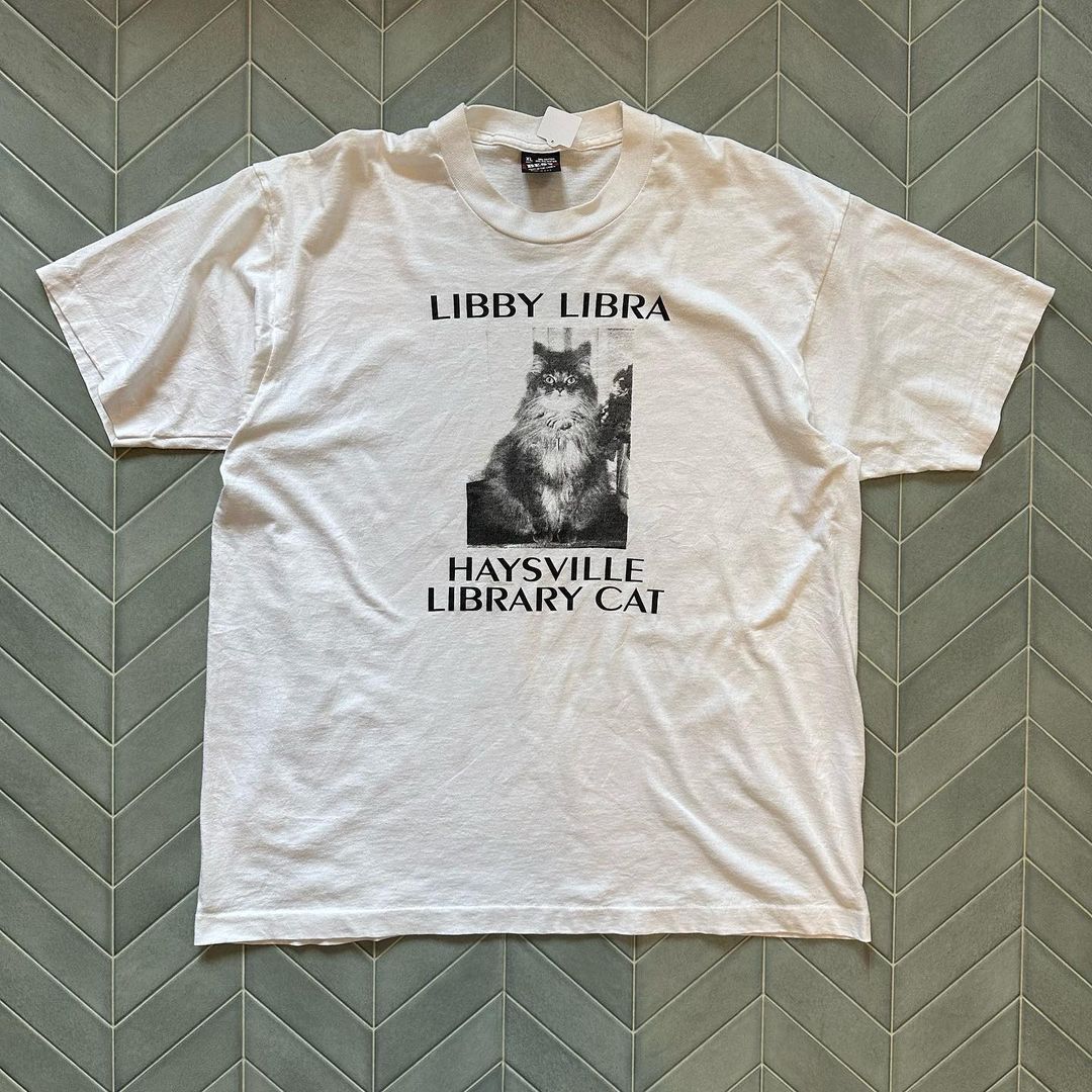 80年代USA製図書館猫フォトTシャツ | CUSTOM FEVER