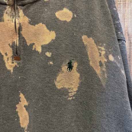POLO ブリーチ加工 ハーフジップコットンニット