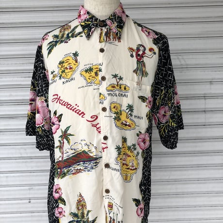 80's-90'sReyn spooner ハワイマップ×ハイビスカス