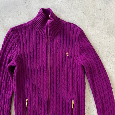 LAUREN RALPH LAUREN ジップアップケーブルニット