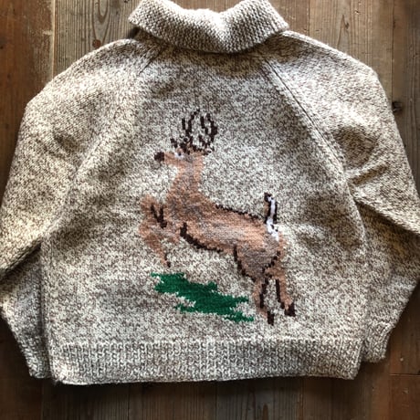 Vintage カウチンカーディガン 鹿 ショールカラー