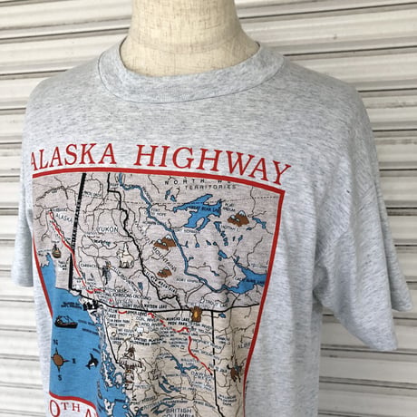 92年アラスカハイウェイマップTシャツ