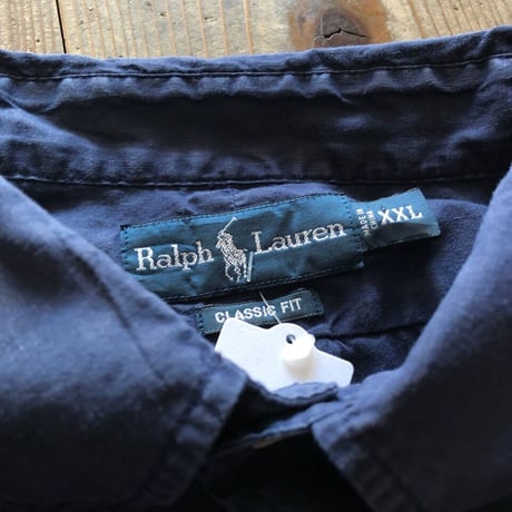 Ralph Lauren リネン×コットン半袖無地シャツ XXL