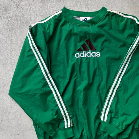 90s adidas ロゴ刺繍ナイロンプルオーバー