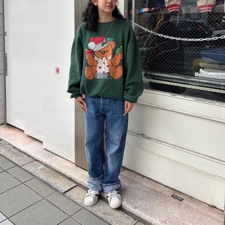 90s USA製　Russell クリスマスベアースウェット