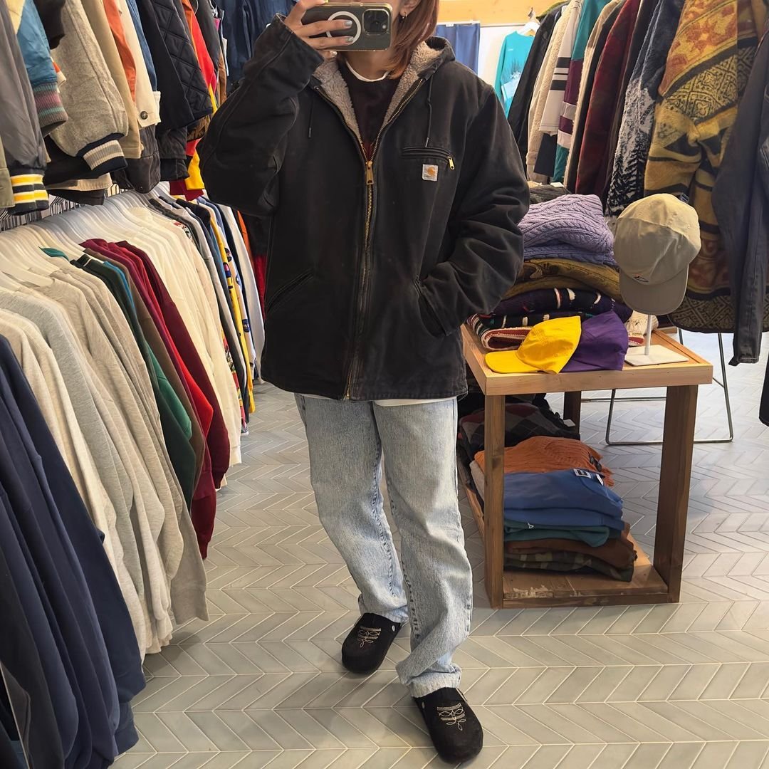 Carhartt アクティブジャケット　無地　良サイズ　ボアタイプ　ブラウン carhartt USA カーハート アクティブジャケット ダック ブラウン
