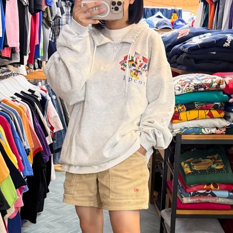 90s USA製 ハーフジップミッキースウェット
