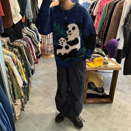 HAND KNIT🧶パンダの親子柄アクリルニット