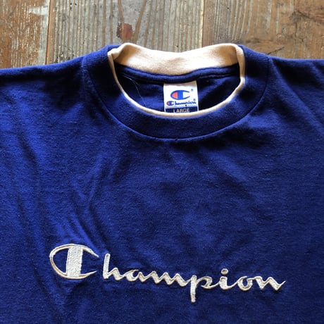 90年代〜CHAMPION でかロゴ刺繍Tシャツ L