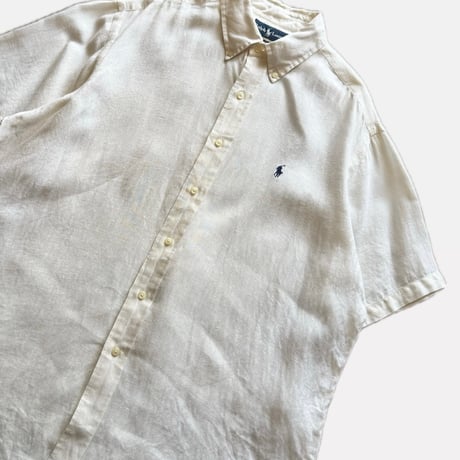 Ralph Laurenリネン半袖シャツ 白 L