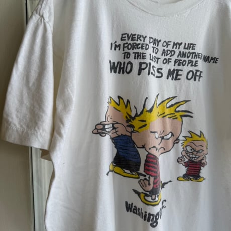 90's Calvin and HobbesキャラTシャツ