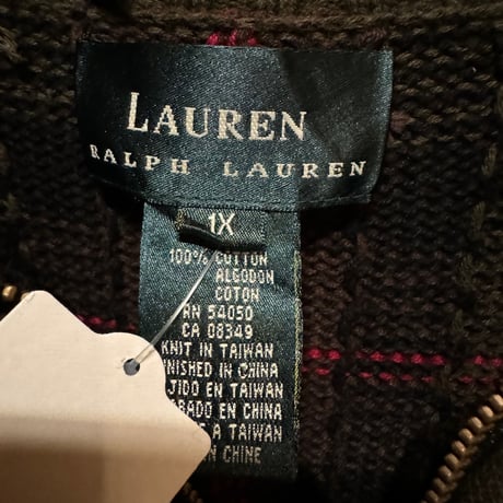 LAURENチェック柄ハーフジップニット