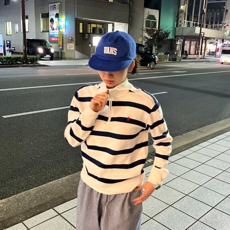 Polo ボーダーハーフジップニット