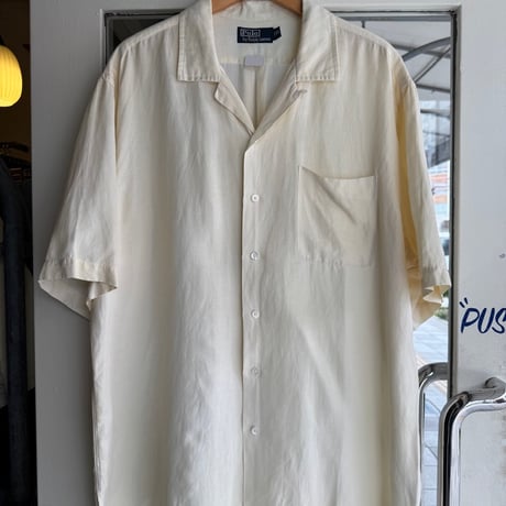 Ralph Lauren リネンシルク オープンカラーシャツ XL