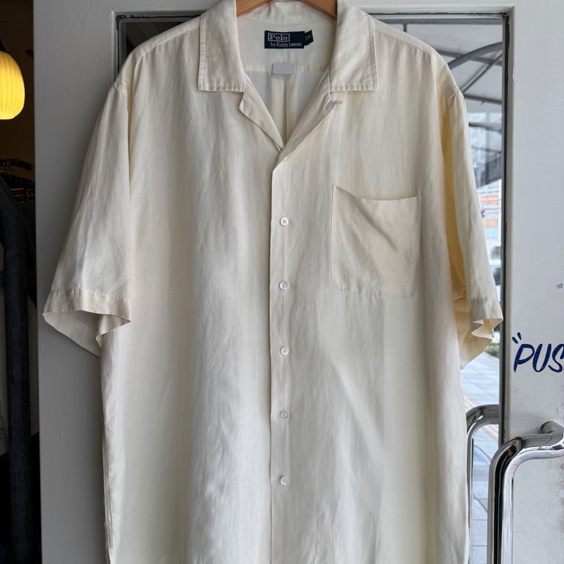Ralph Lauren リネンシルク オープンカラーシャツ XL | CUSTOM FEVER