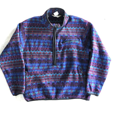 USA製 ST JOHN'S BAY総柄 ハーフジップフリース  L