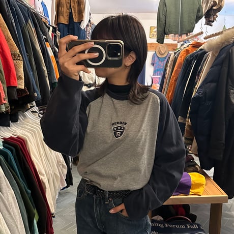 90s Reebok ラグラン刺繍ロンT