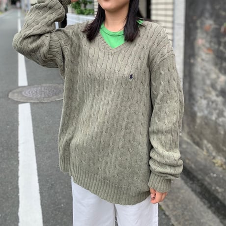 POLOケーブルコットンニット