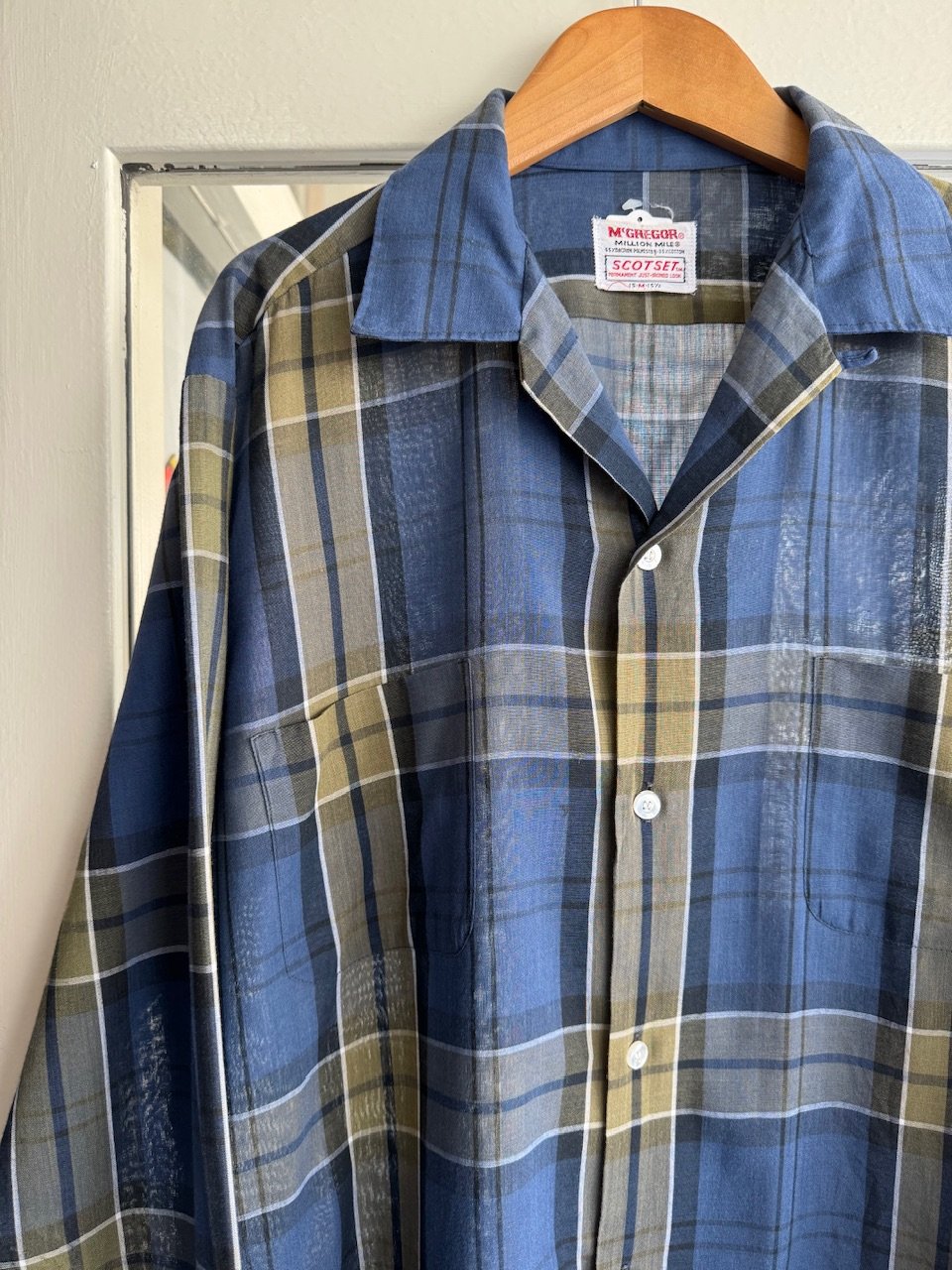 70s vintage McGREGOR マックレガー オープンカラーシャツ　青 70's McGREGOR オープンカラーシャツ SCOTSET M | CUSTOM FEVER