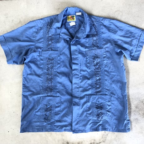 半袖キューバシャツ ブルー XL