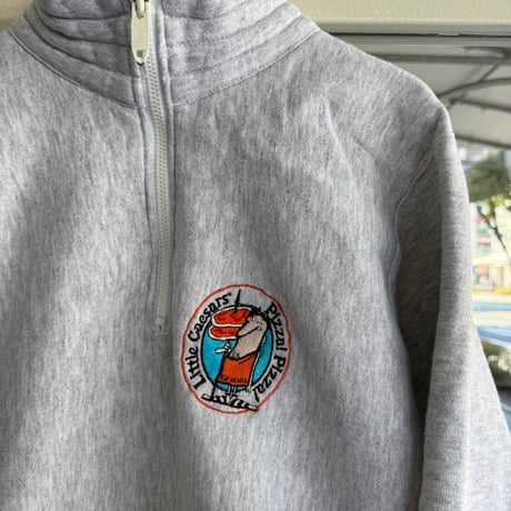 90's USA製 Little Caesars ハーフジップスウェット S