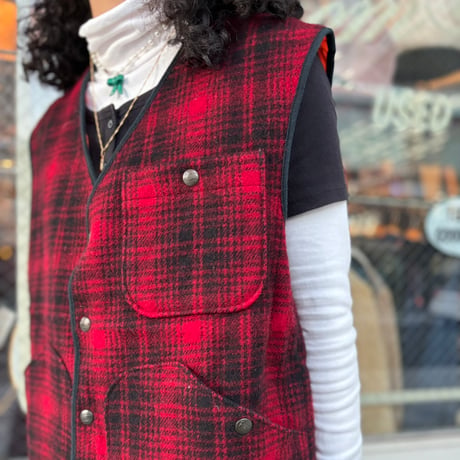 USA製　Wool rich チェック柄ウールベスト