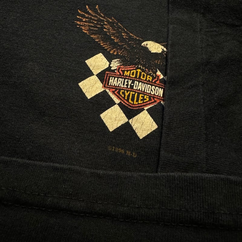 USA製 ハーレー Tシャツ L ヘンリーネック 90s アメリカ製 90's USA製HARLEY DAVIDSON ヘンリーネックプリントTシャツ