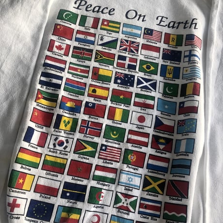 〜90's Peace On Earth 国旗プリントスウェット XXL