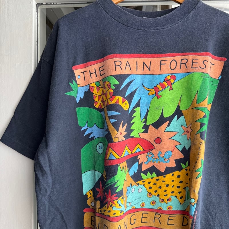 90'sプリントTシャツ 〝THE RAIN FOREST ENDANGERED〟XL |