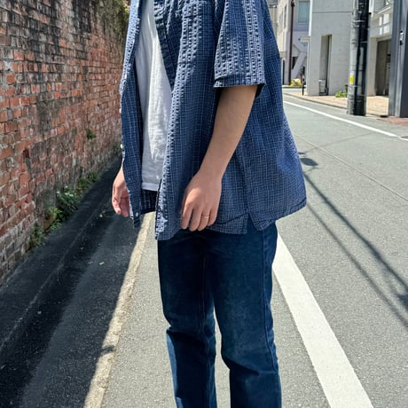 L.L.bean半袖シアサッカーチェックシャツ