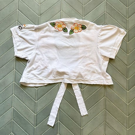ショート刺繍コットンカーディガン