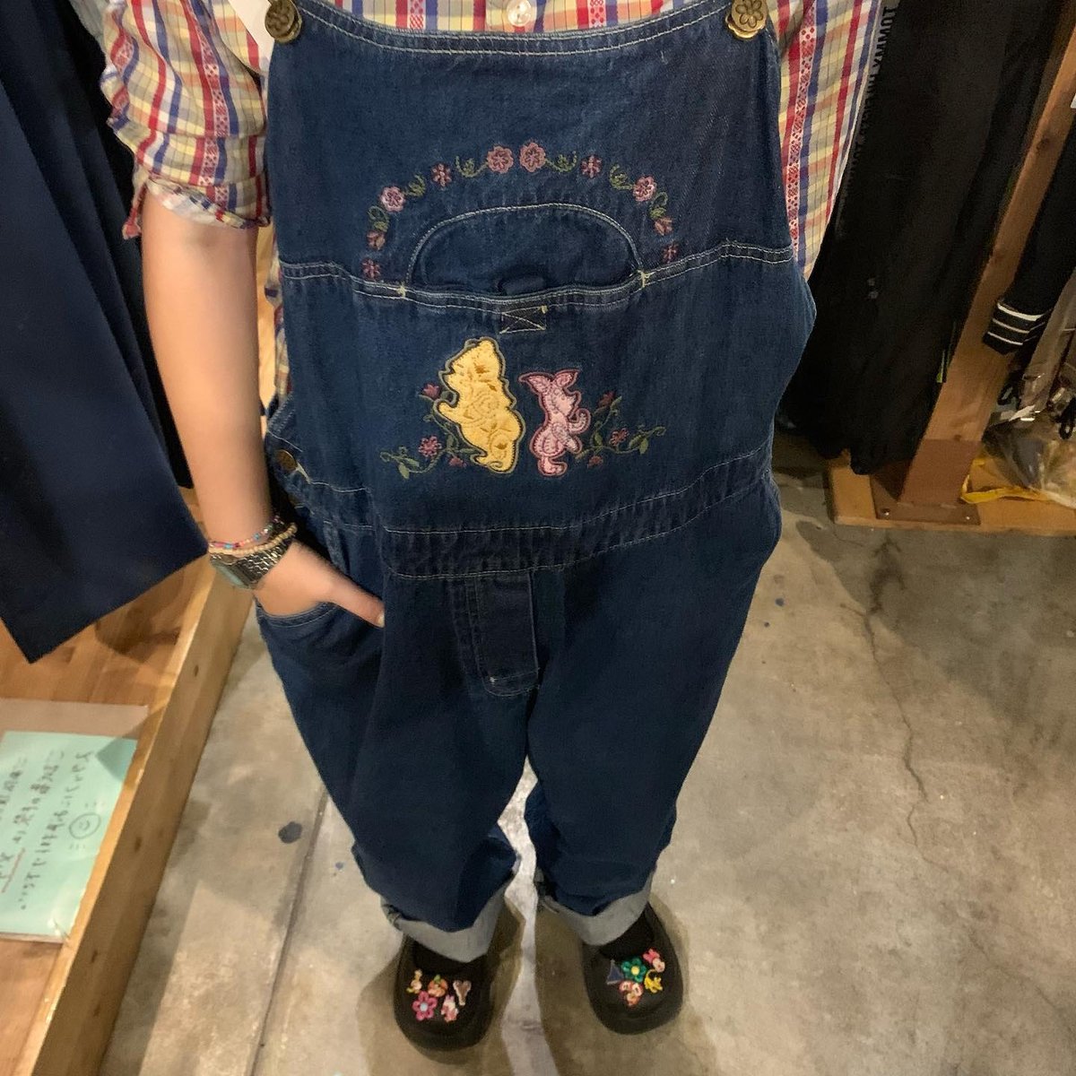 激レア◾️くまのプーさん　刺繍　オーバーオール　90’s   ビッグサイズ 激レア◾️くまのプーさん 刺繍 オーバーオール 90's ビッグサイズ