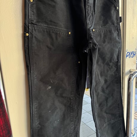 USA製カーハート ダック地 ダブルニーW34×L34 ブラック