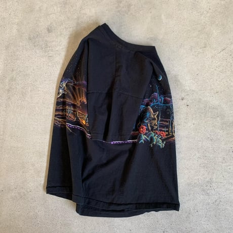 USA製オオカミ両面プリントTシャツ