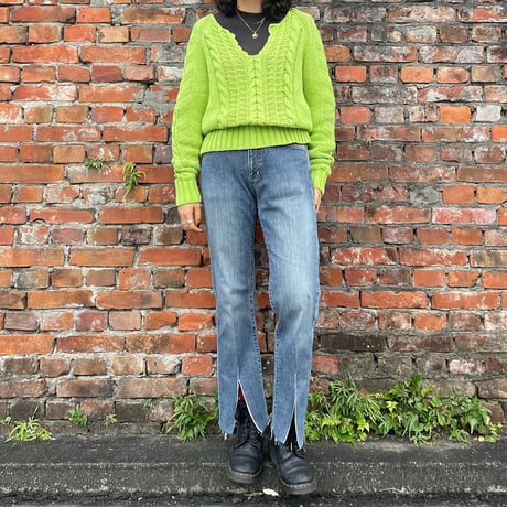 TOMMY HILFIGER デザインネックケーブルニット