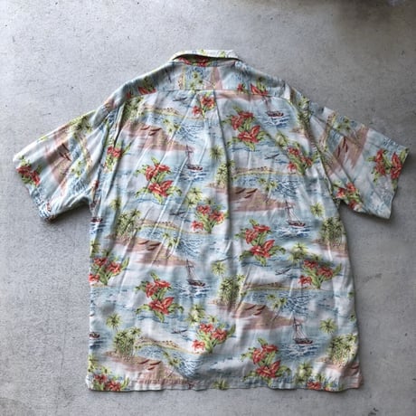 POLO SPORT レーヨン総柄ハワイアンシャツ XL