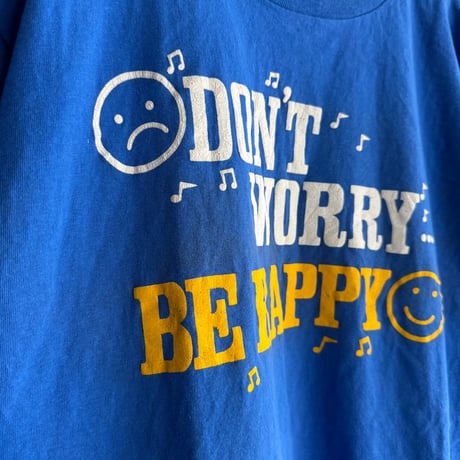 90's USA製〝Don't worry be happy〟プリントT XL