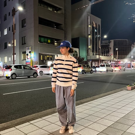 Polo ボーダーハーフジップニット