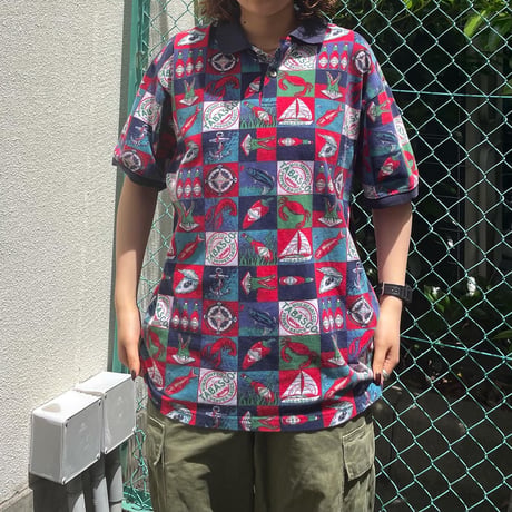 タバスコ総柄ポロシャツ