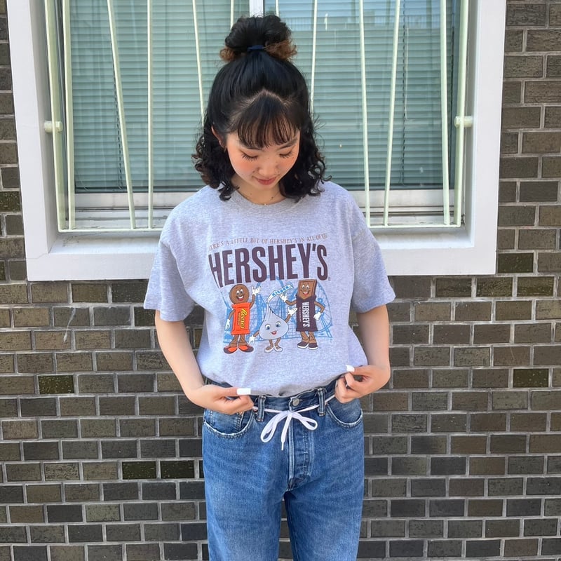 【HERSHEY’S/ハーシーズ】ラグラン Tシャツ 80年代 HERSHEY'S ハーシーズ 企業ロゴプリントTシャツ メンズL相当